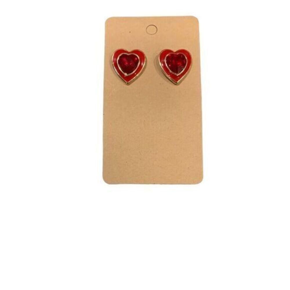 Heart Rhinestone Pierced Earrings